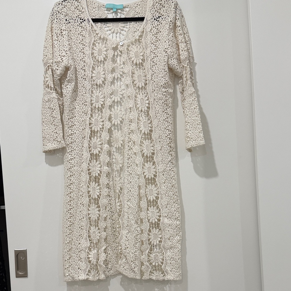 Melissa Odabash Cream Lace Cardigan